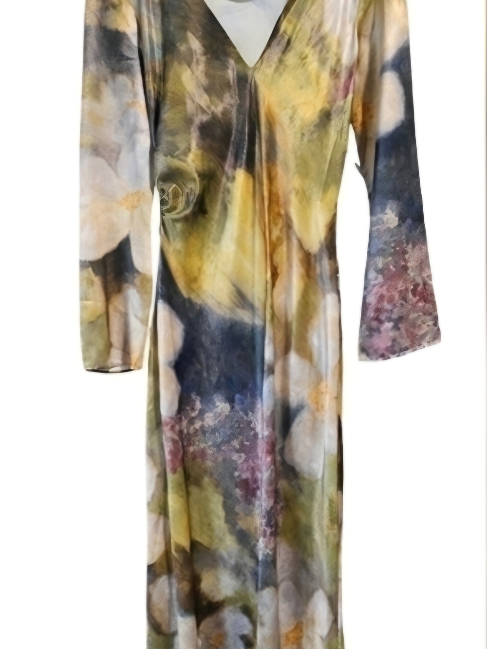Zara V-Neck Long Sleeve Floral Maxi Dress - Yellow Multi